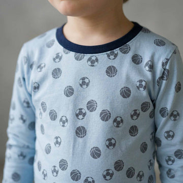 Playing Balls Boys Full Sleeves Pajama Set - Blue