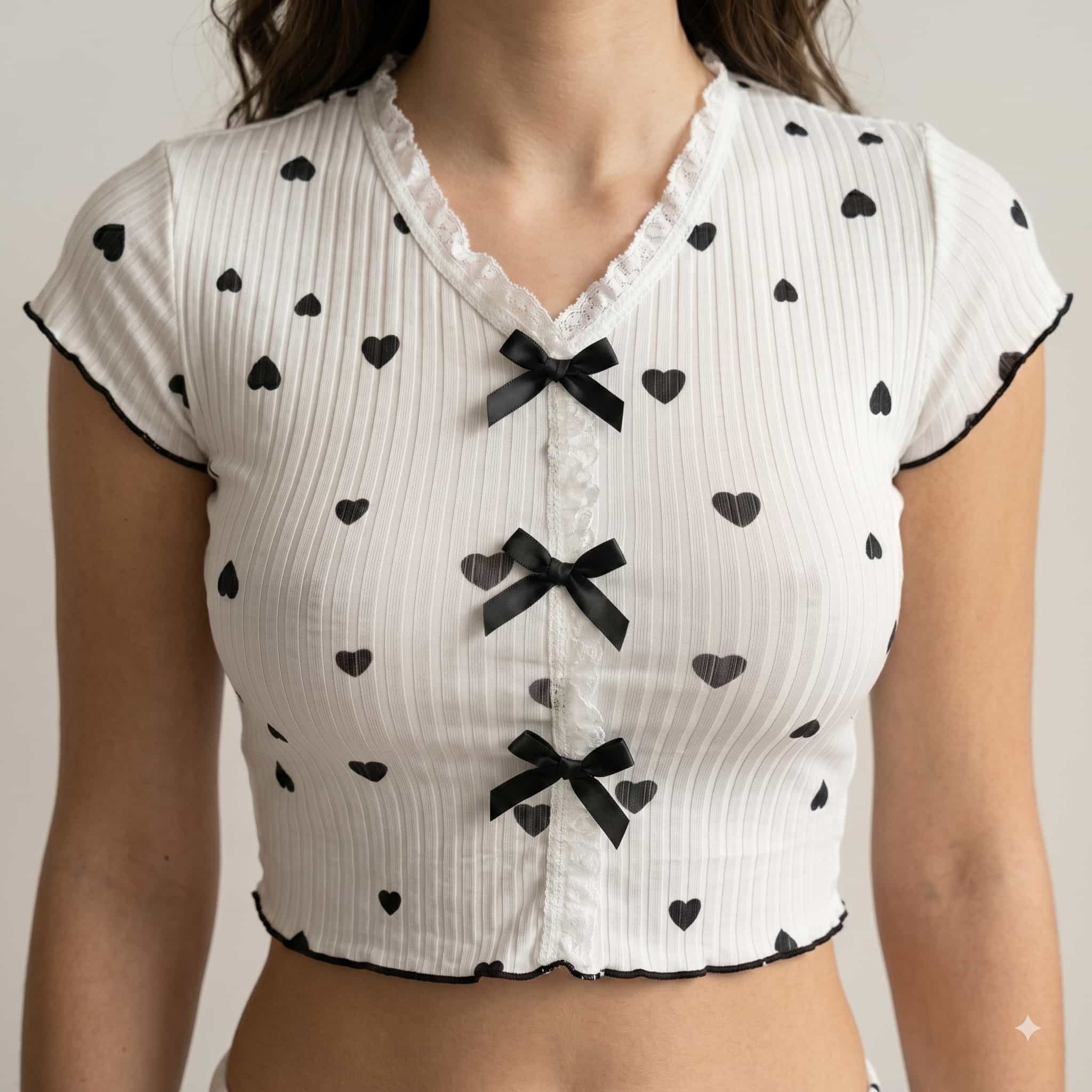 Monochrome Magic Women Short Sleeves Pajama Set - White