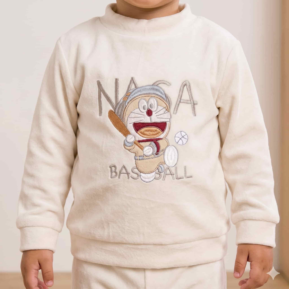 Little Slugger Baby Boys Winter Full Sleeves Pajama Set – Cream White