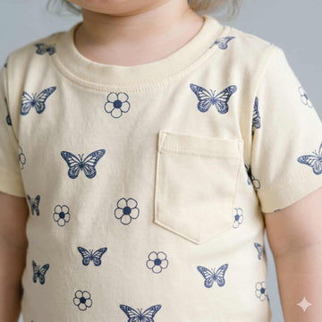 Vintage Flutter Half Sleeves Baby Girl Pajama set - Beigi