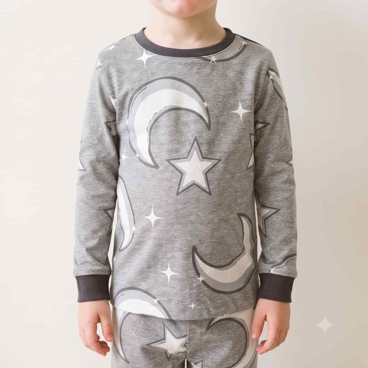 Half Moon Boys Full Sleeves Pajama Set - Grey