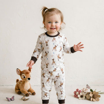 Bambi Baby Girl Full Sleeves Pajama Set - Cream
