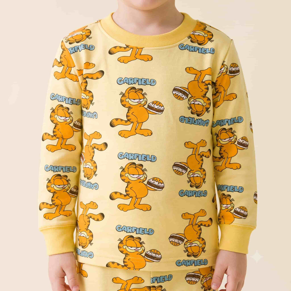Garfield Boys Winter Full Sleeves Pajama Set – Light Yellow