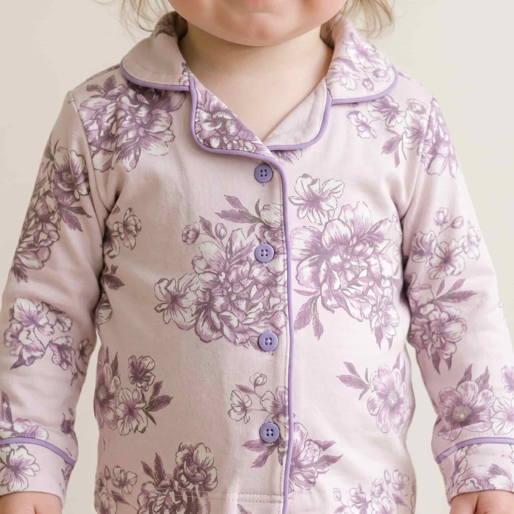 Floral Dream Baby Girls Full Sleeves Pajama Set - Lilac