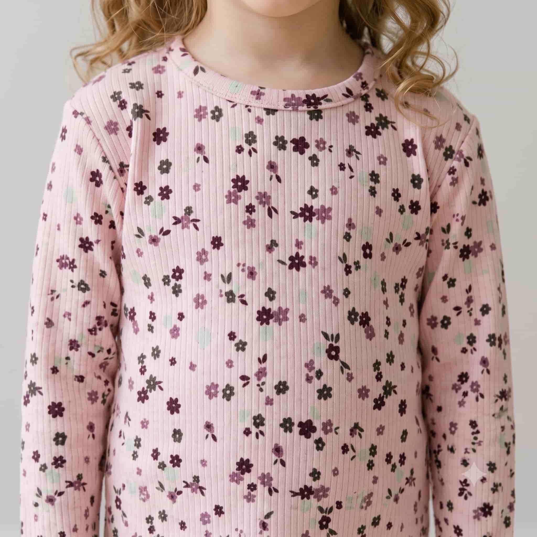 Petite Flora Girls Full Sleeves Pajama Set - Pink