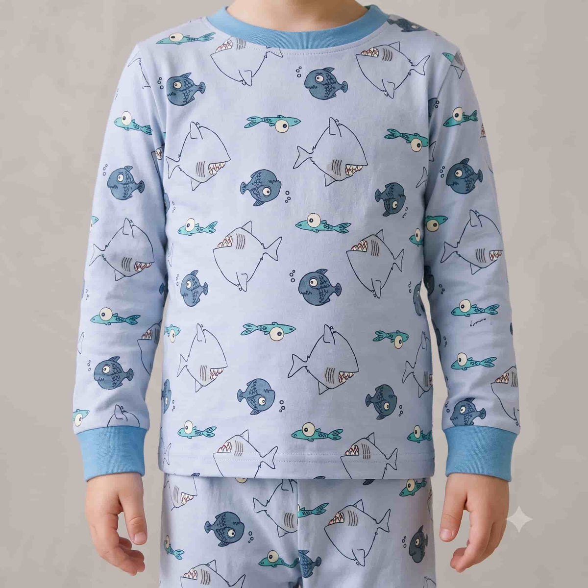 Fin Friends Boys Full Sleeves Pajama Set - Light Blue