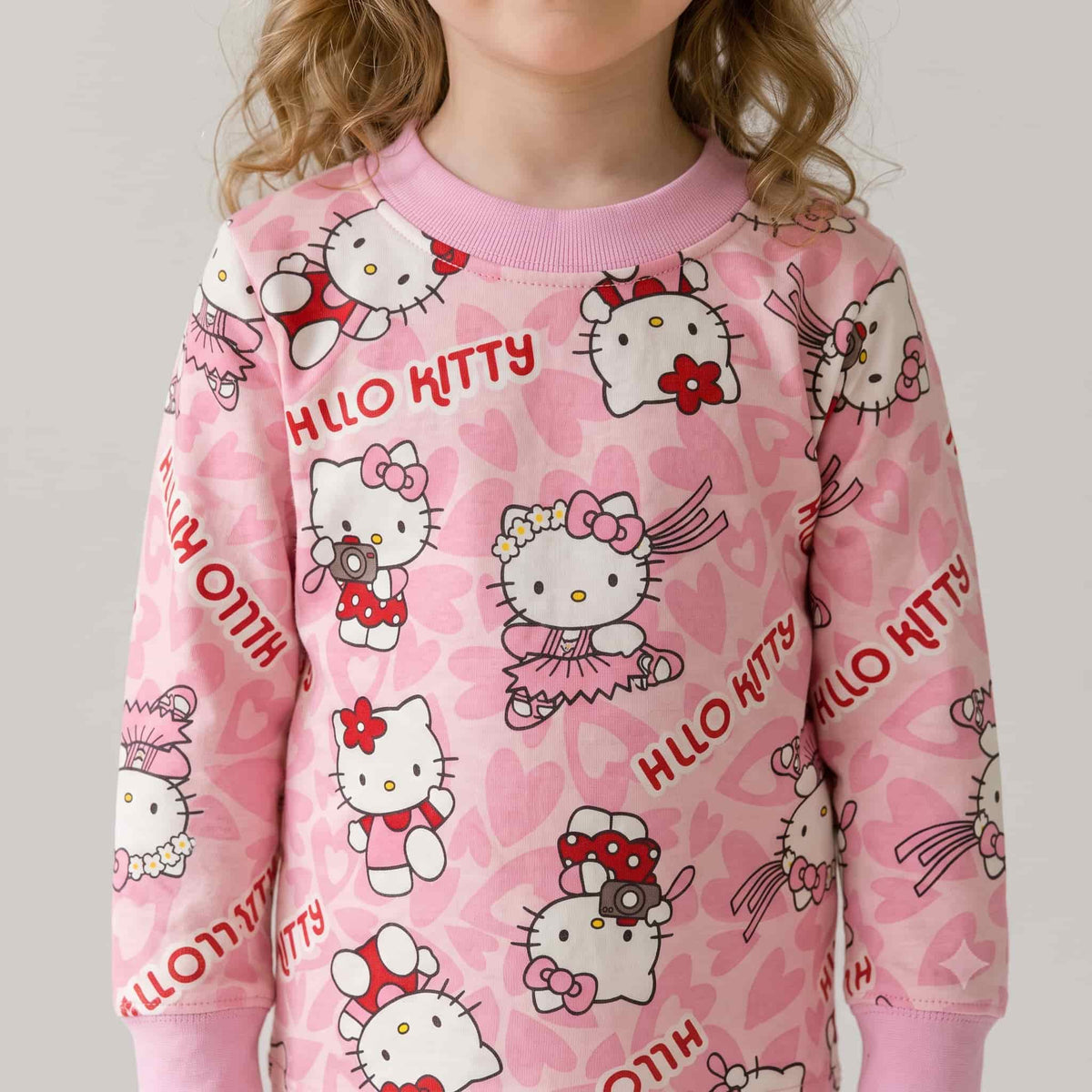 Hello Kitty Girls Winter Full Sleeves Pajama Set – Pink