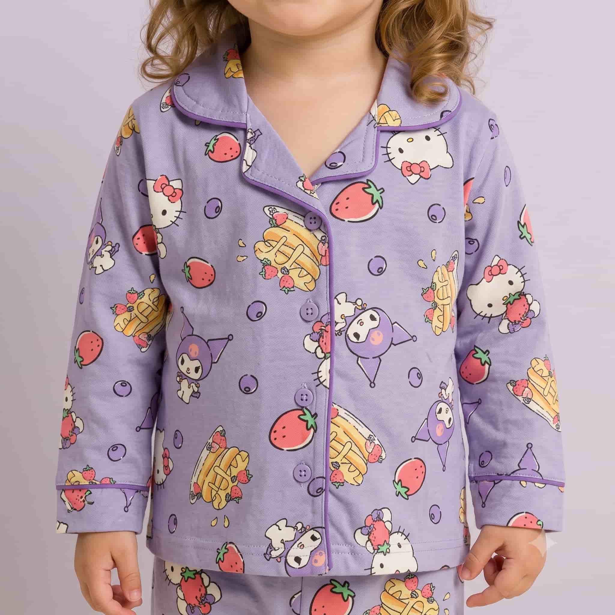 Kuromi Baby Girls Full Sleeves Pajama Set – Purple