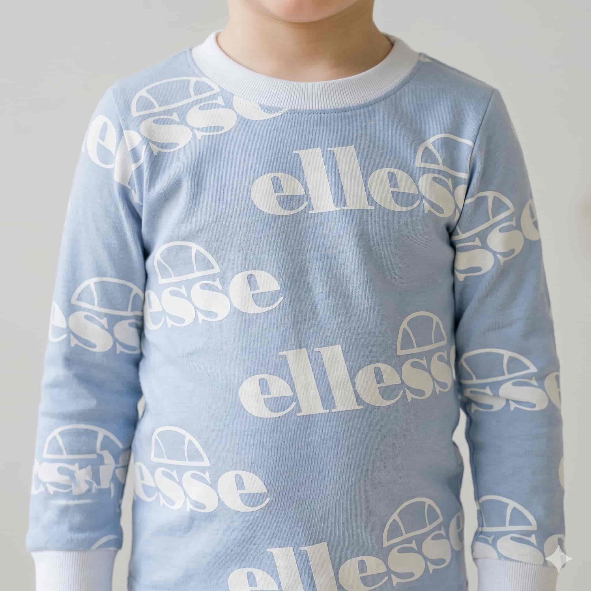 Sporty Print Boys Full Sleeves Pajama Set - Light Blue