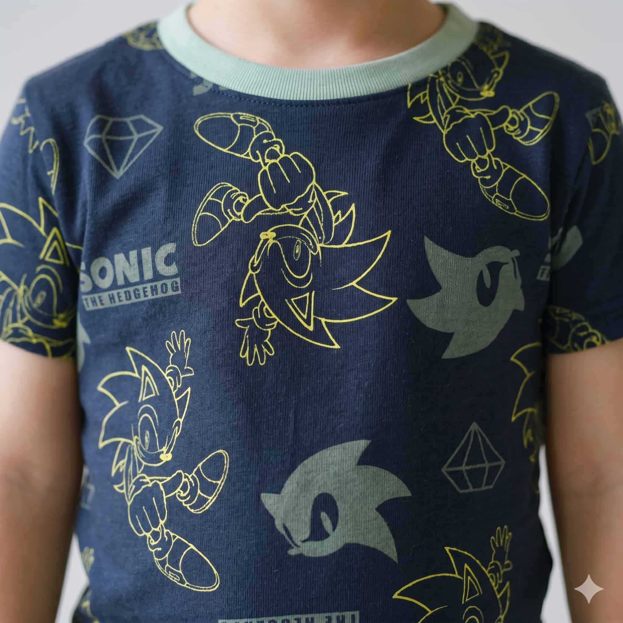 Neon Sonic Boys Half Sleeves Pajama Set - Navy Blue