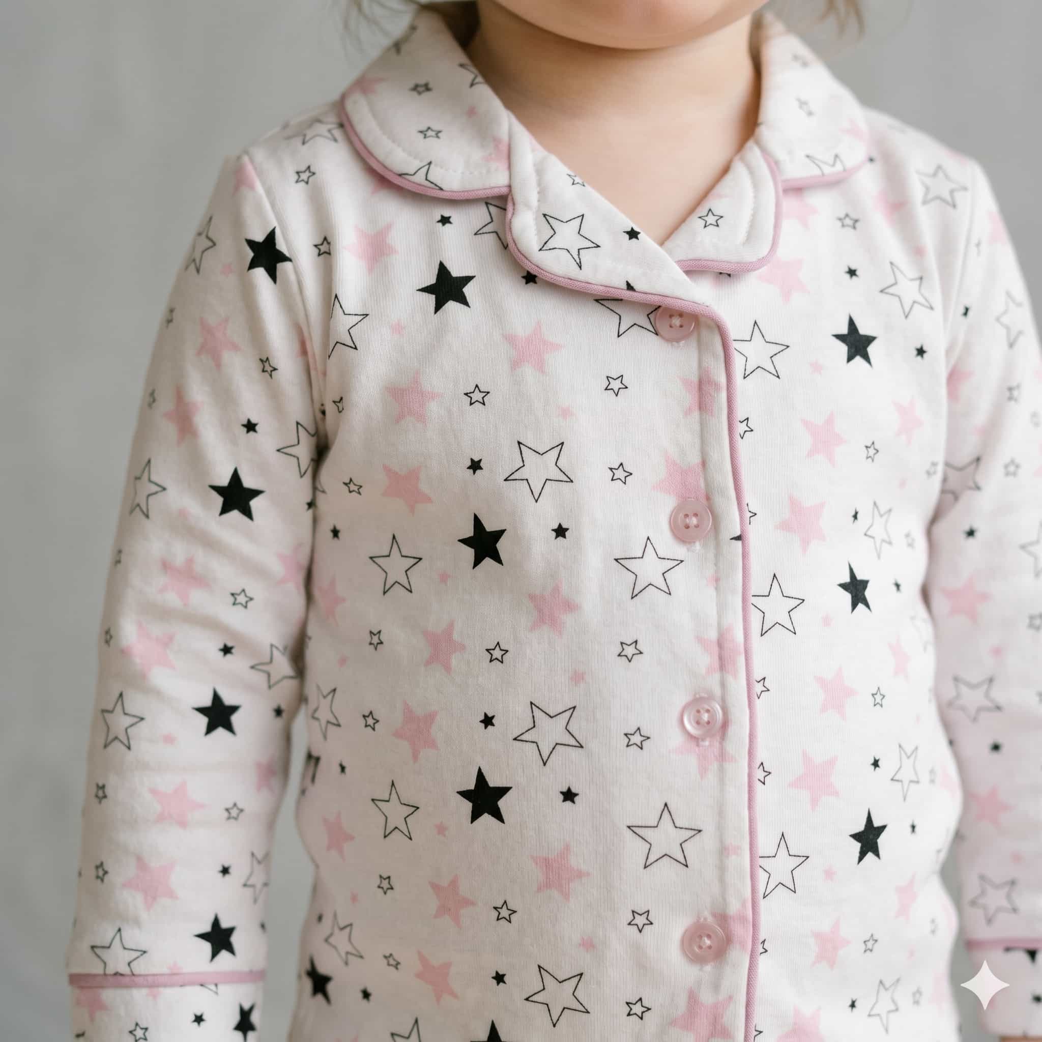 Starry Skies Baby Girls Full Sleeves Pajama Set - White