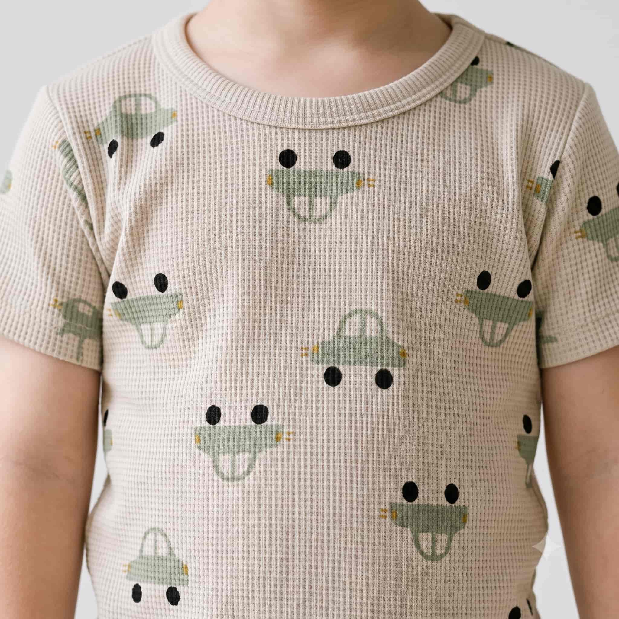 Playful Cruisers Boys Half Sleeves Pajama Set - Oatmeal Beige