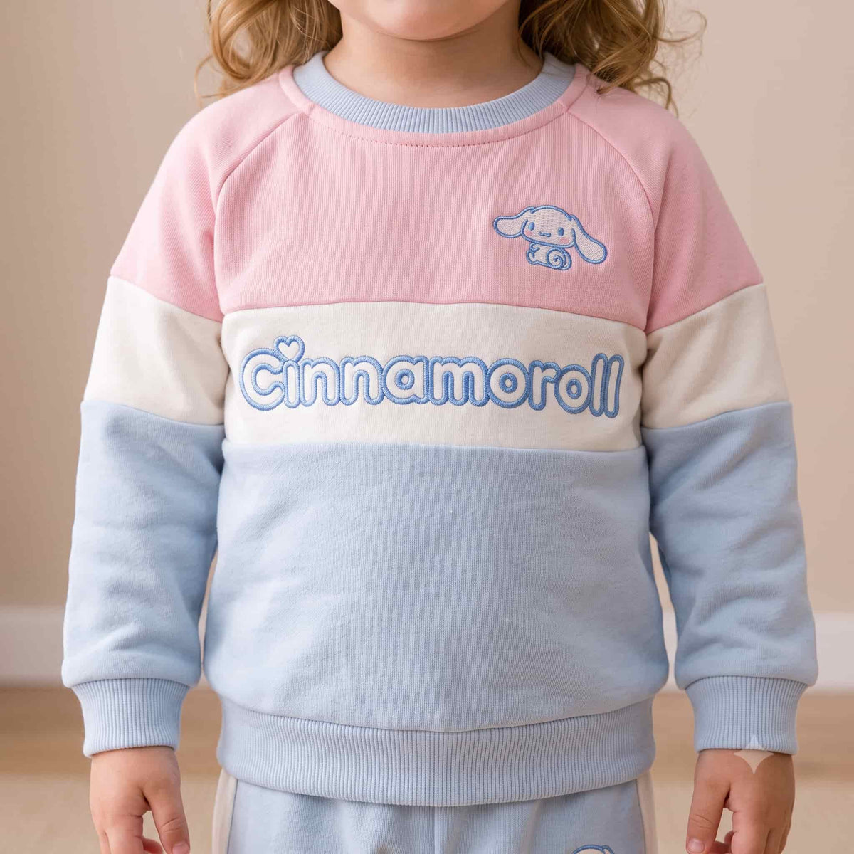 Cinnamoroll Baby Girls Winter Full Sleeves Pajama Set – Pink, Cream & Sky Blue