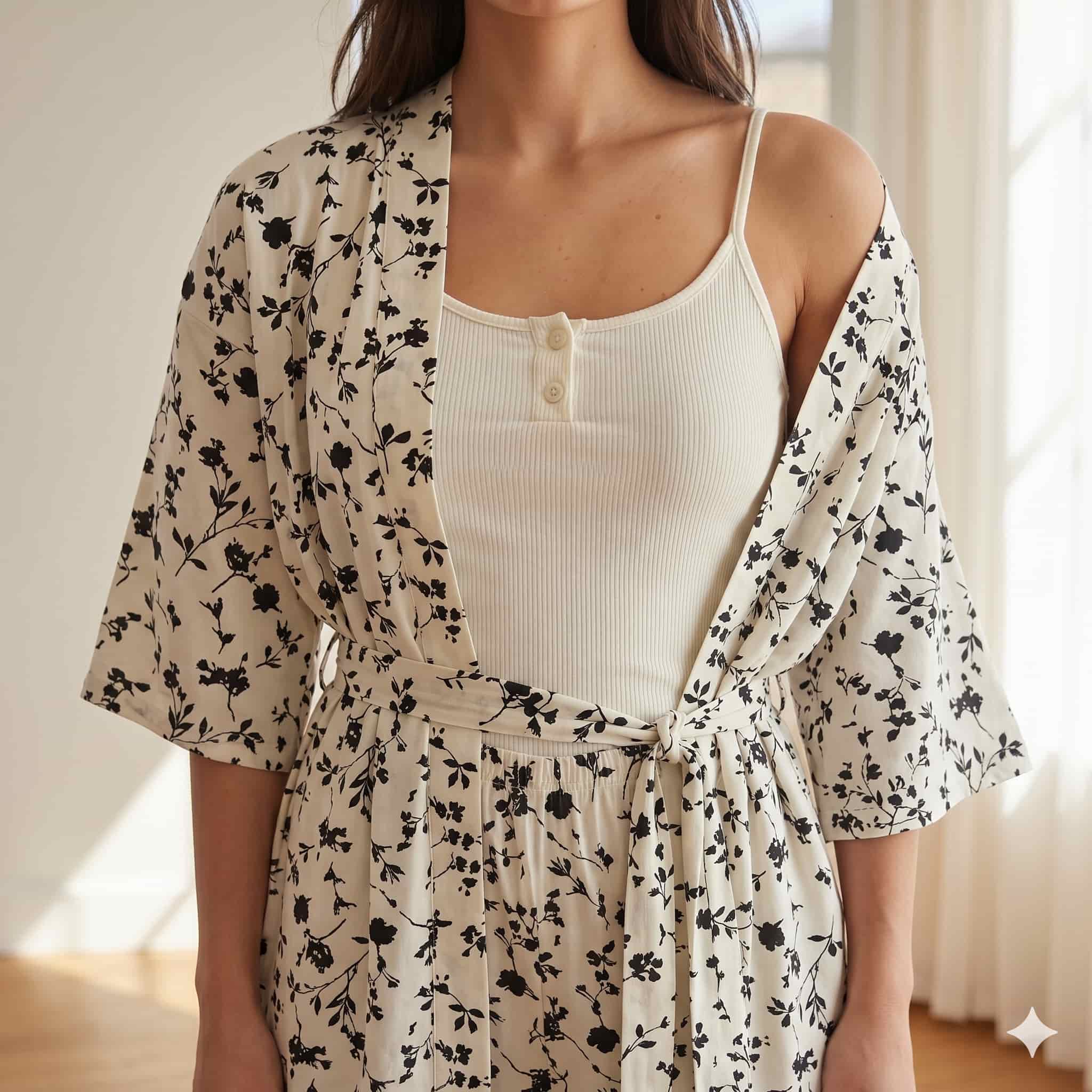 Noir Blossom Women 3 Pcs Pajama Set - White