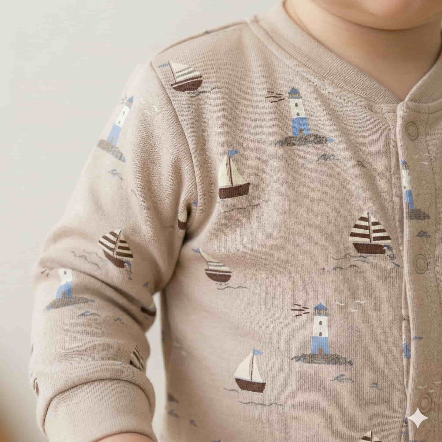 Light Tower Boat Baby Boy Set - Beige
