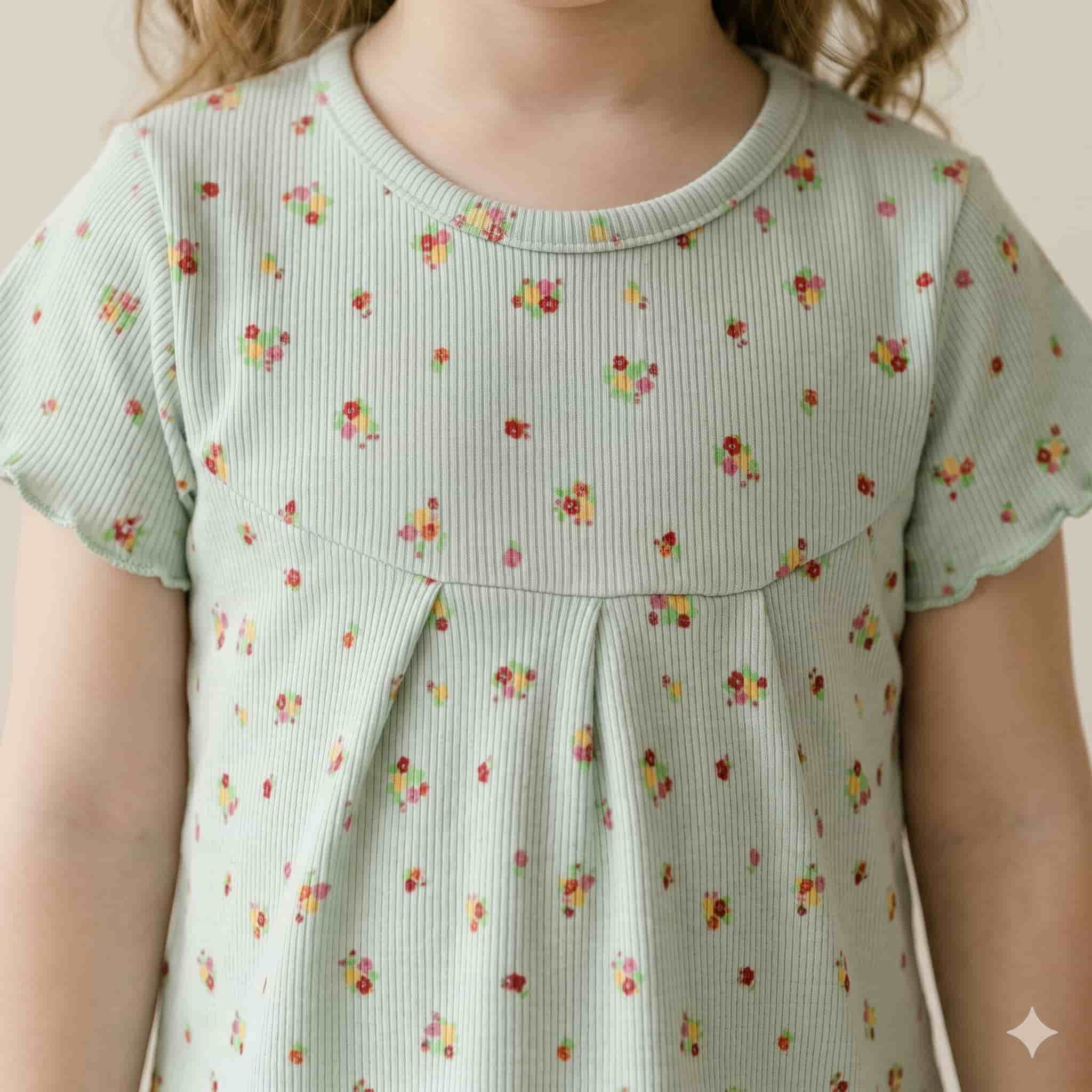 Mint Petals Girls Half Sleeves Pajama Set – Green