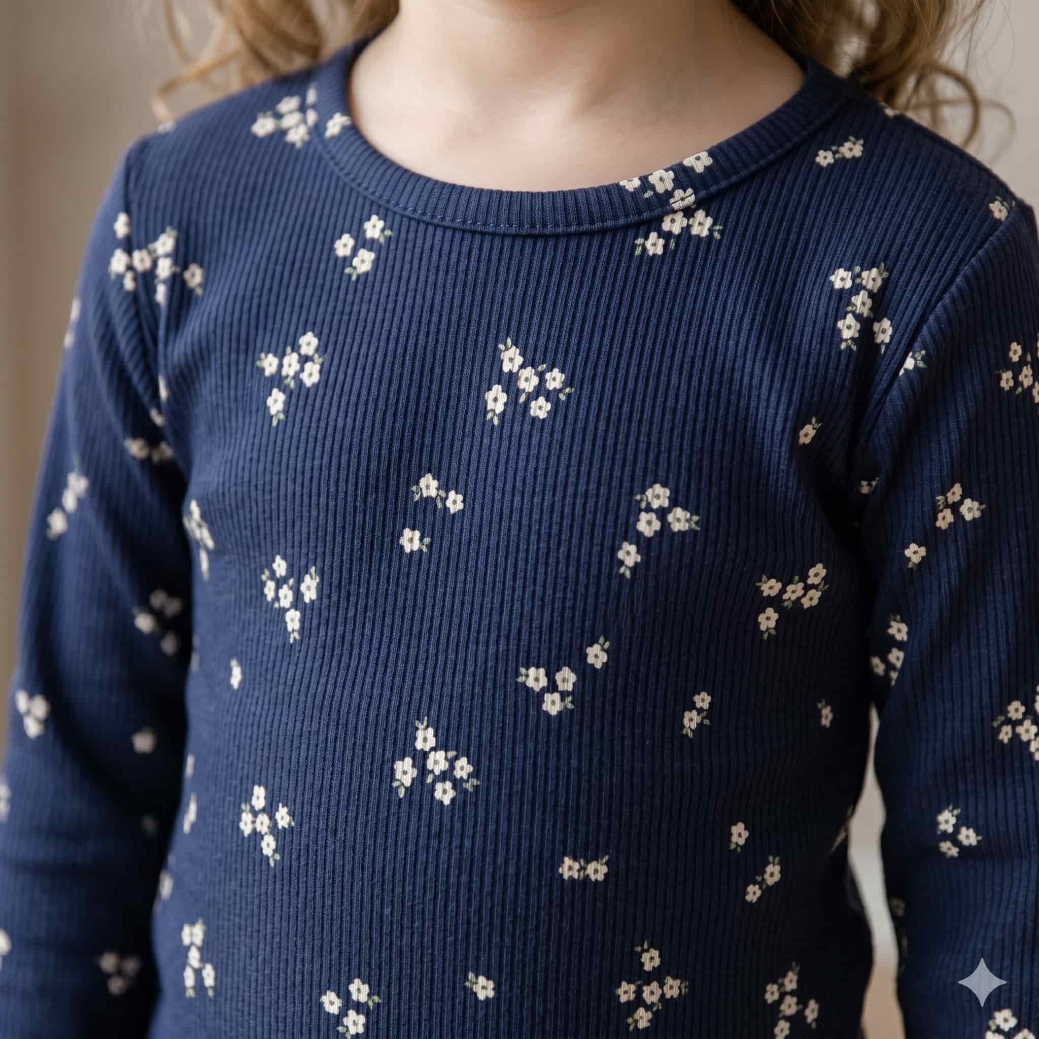 Midnight Meadow Girls Full Sleeves Set - Navy Blue.