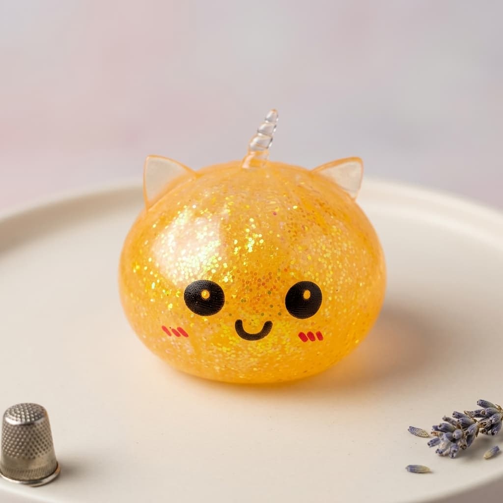 Unicorn Glitter Squishy Stress Relief Toy - Orange