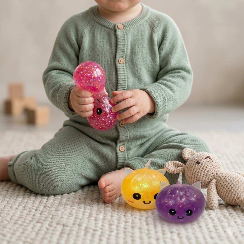 Unicorn Glitter Squishy Stress Relief Toy - Red