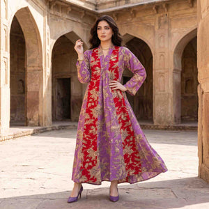 Gold Floral Women Darra - Purple