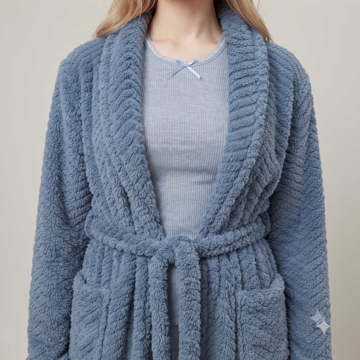 Blue Haven Women Winter Full Sleeves Pajama Set – Dusty Blue