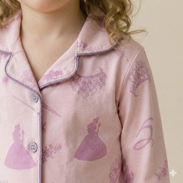 Princess Girls Button Pajama Set- Royal Purple