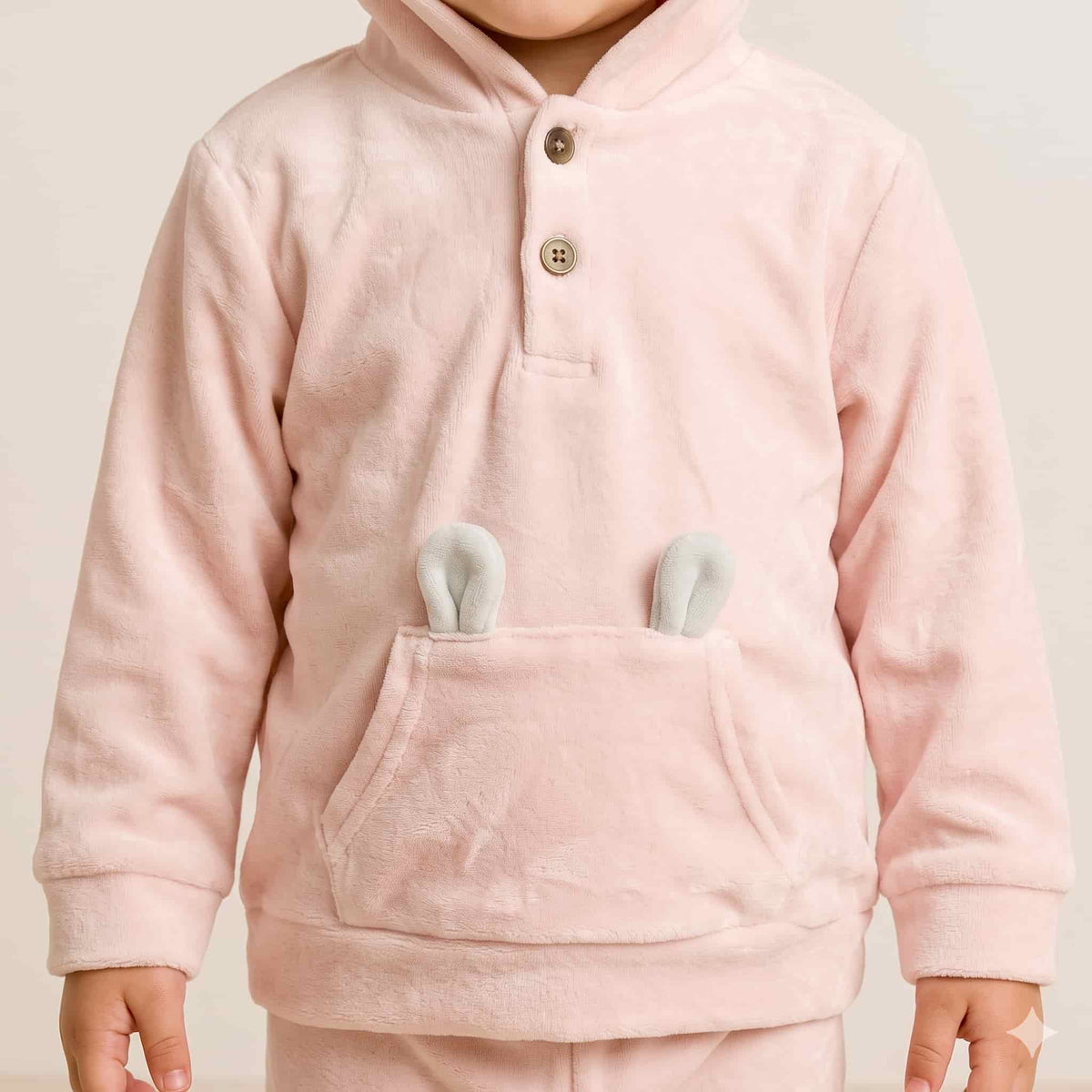 Bunny Snuggles Baby Girls Winter Full Sleeves Pajama Set – Baby Pink