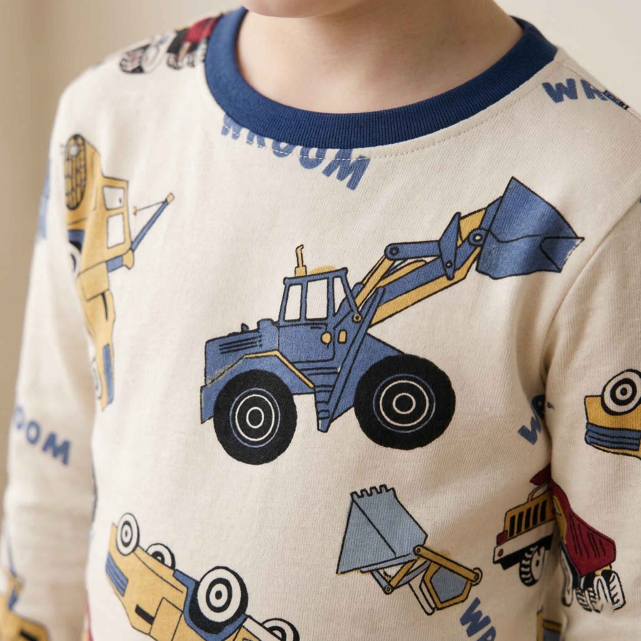 Dig and Build Boys Full Sleeves Pajama Set - Cream