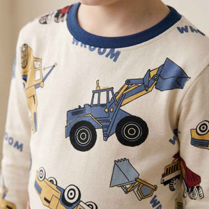 Dig and Build Boys Full Sleeves Pajama Set - Cream