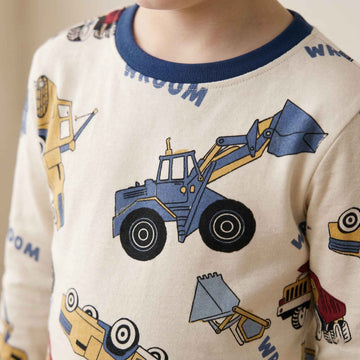 Dig and Build Boys Full Sleeves Pajama Set - Cream