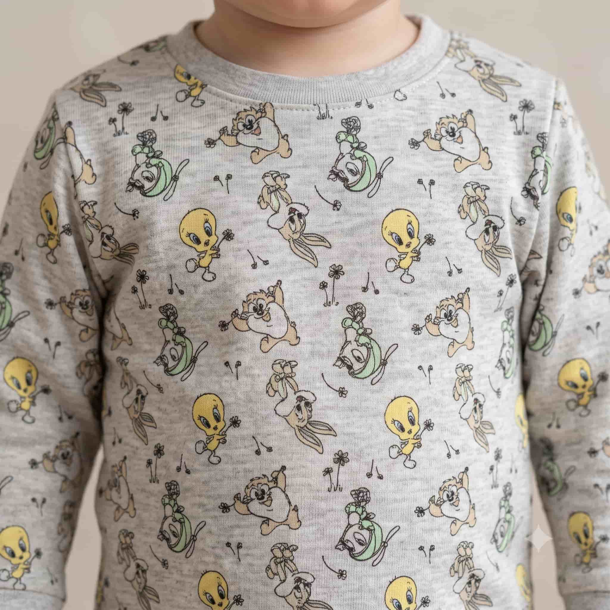Looney Pals Baby Boys Full Sleeves Pajama Set - Grey