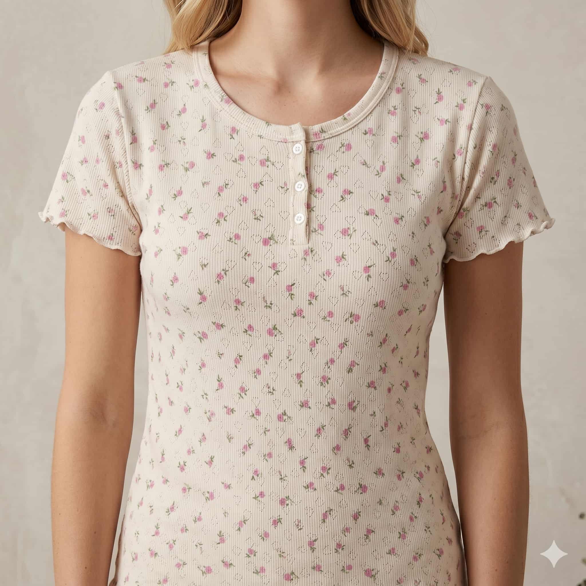 Rose Petal Women Half Sleeves Pajama Set - Beige