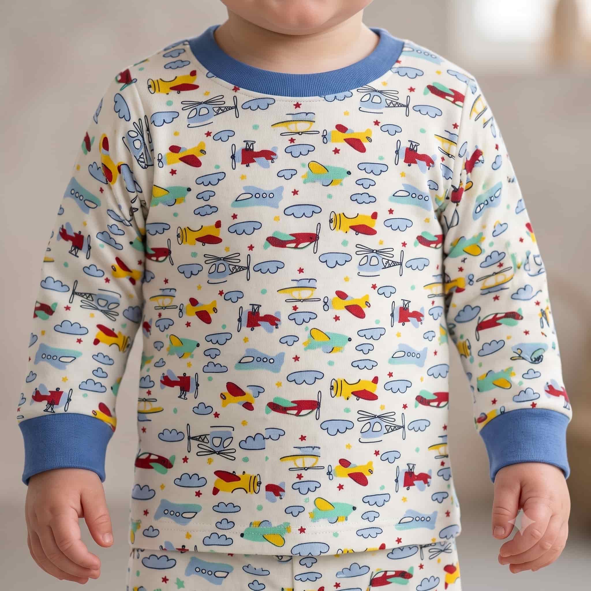 Sky Adventures Baby Boys Full Sleeves Pajama Set - Cream