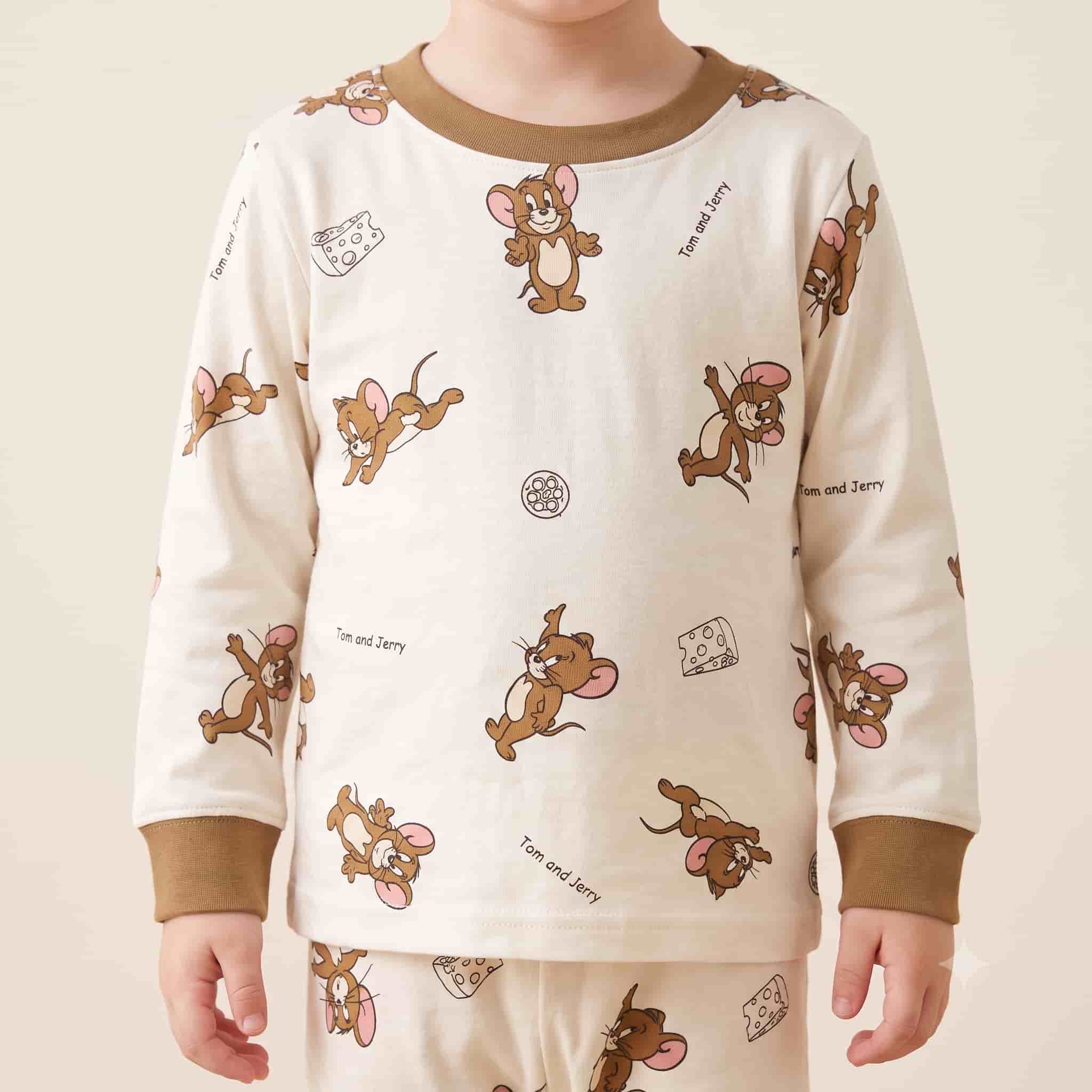 Jerry Boys Full Sleeves Pajama Set - Cream