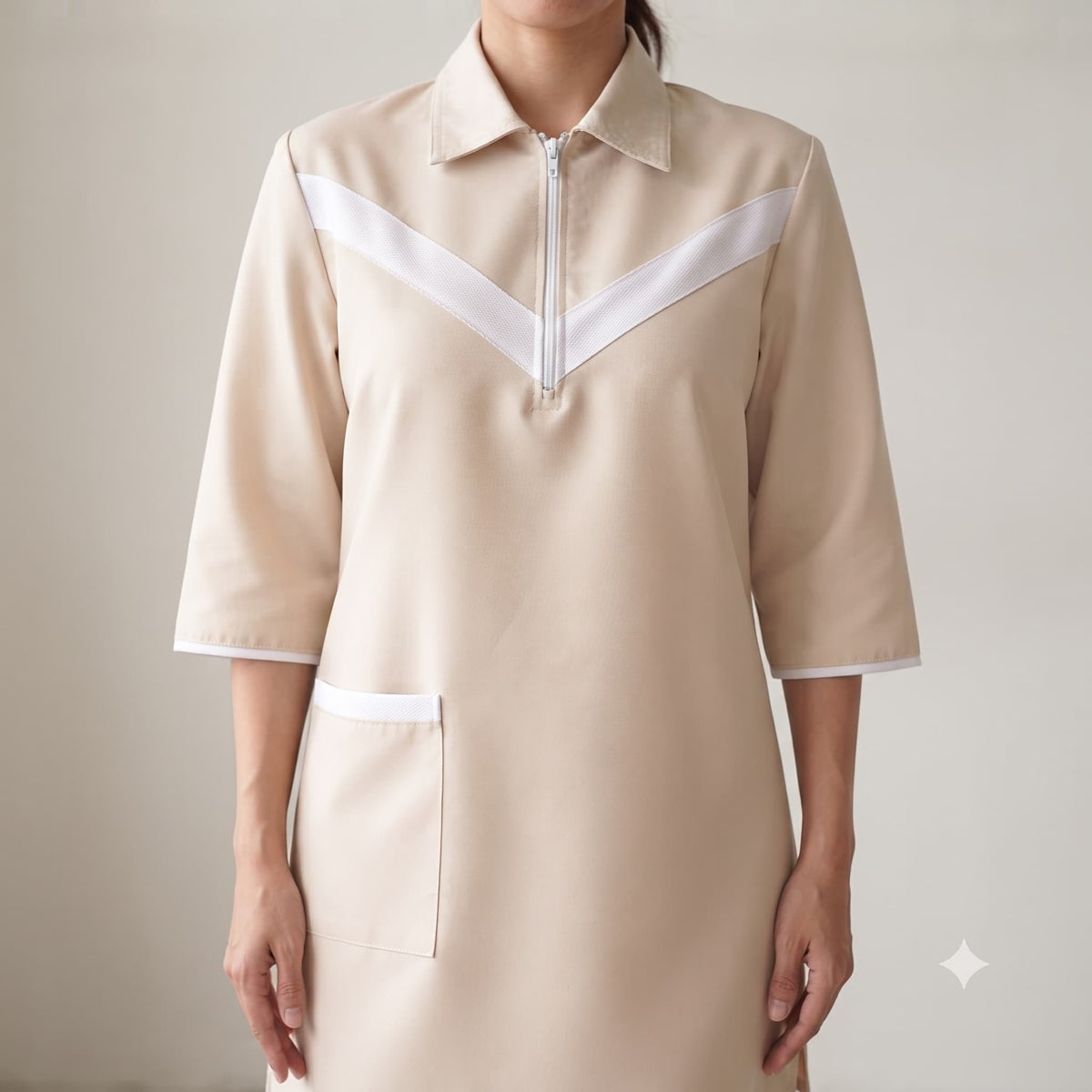 Neutral Chic Maid Uniform Set - Beige