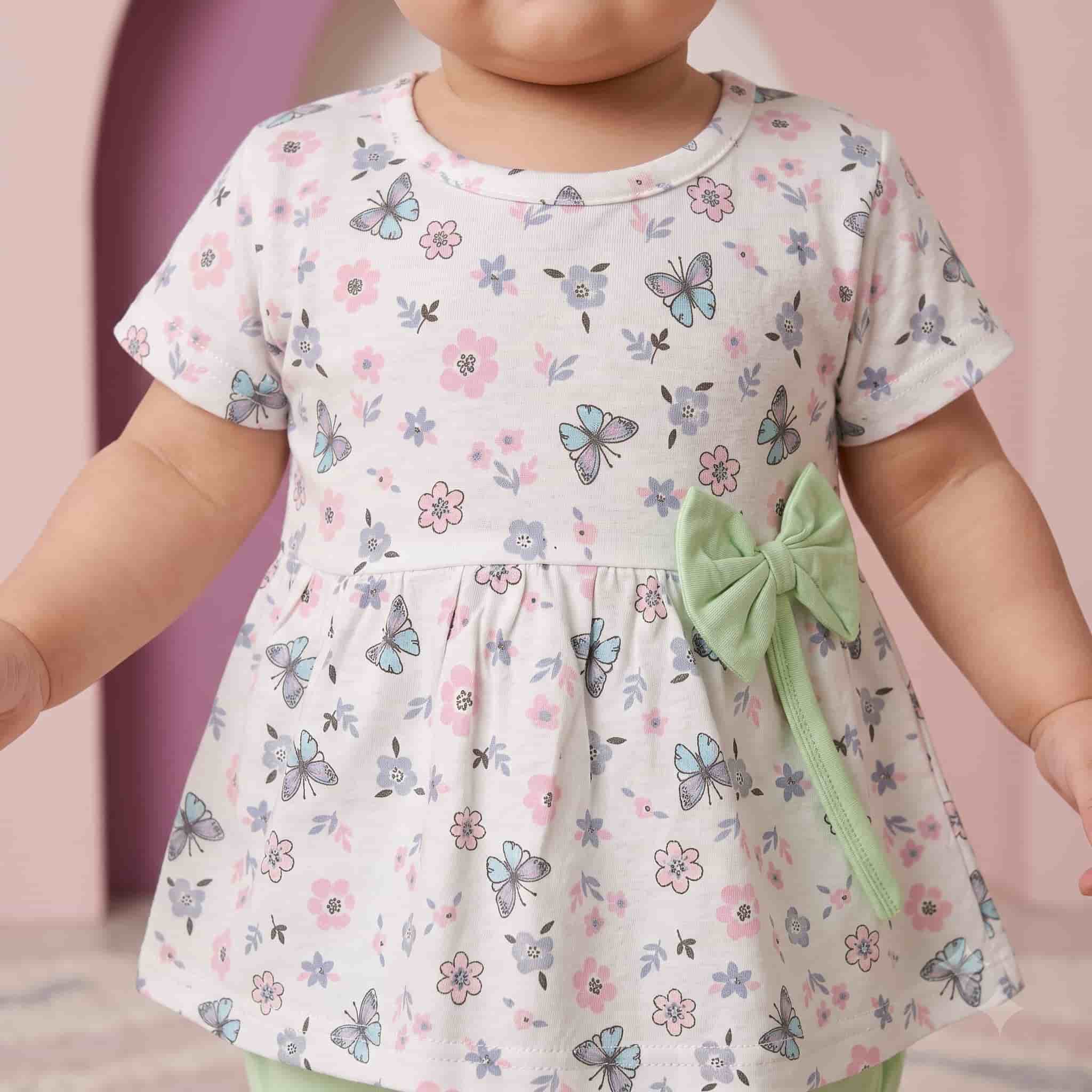 Pastel Wings Baby Girls Frock Set - White