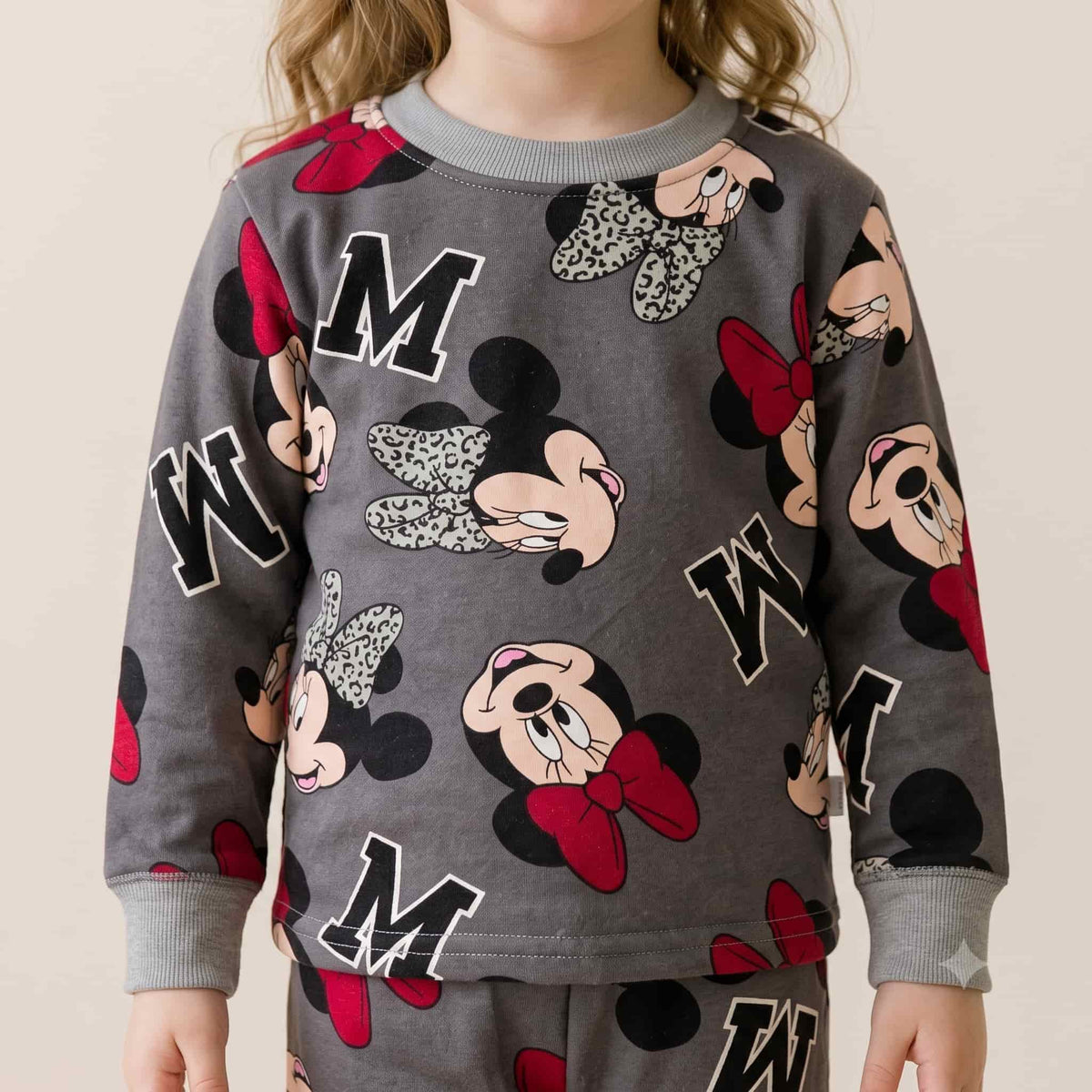 Minnie Mouse Girls Winter Full Sleeves Pajama Set – Grey