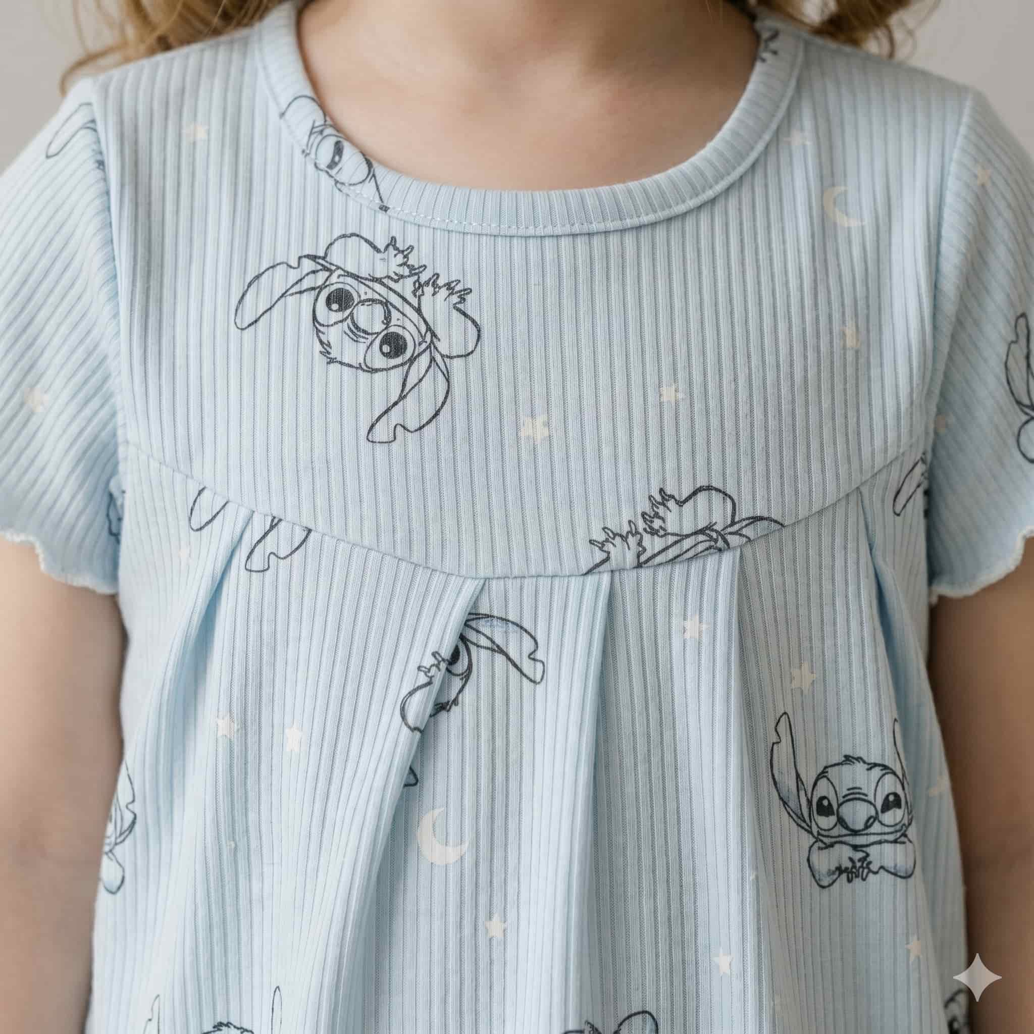 Sky Stitch Girls Half Sleeves Pajama Set – Blue
