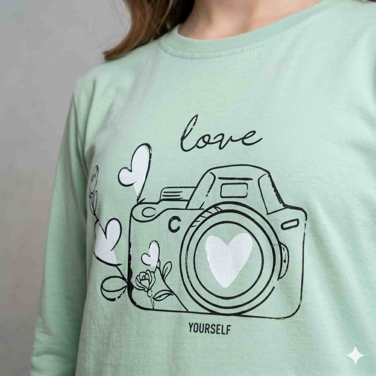 Mint Moments Girls full sleeves pajama set - Mint green