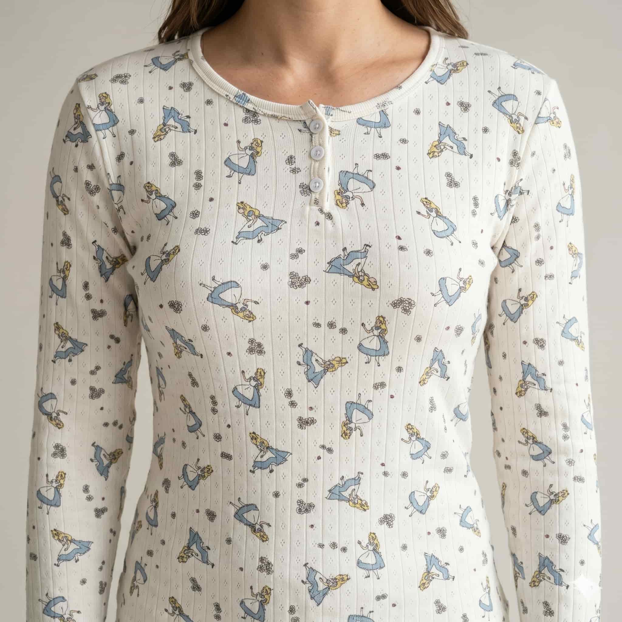 Wonderland Whimsy Women Full Sleeves Pajama Set - Off-White