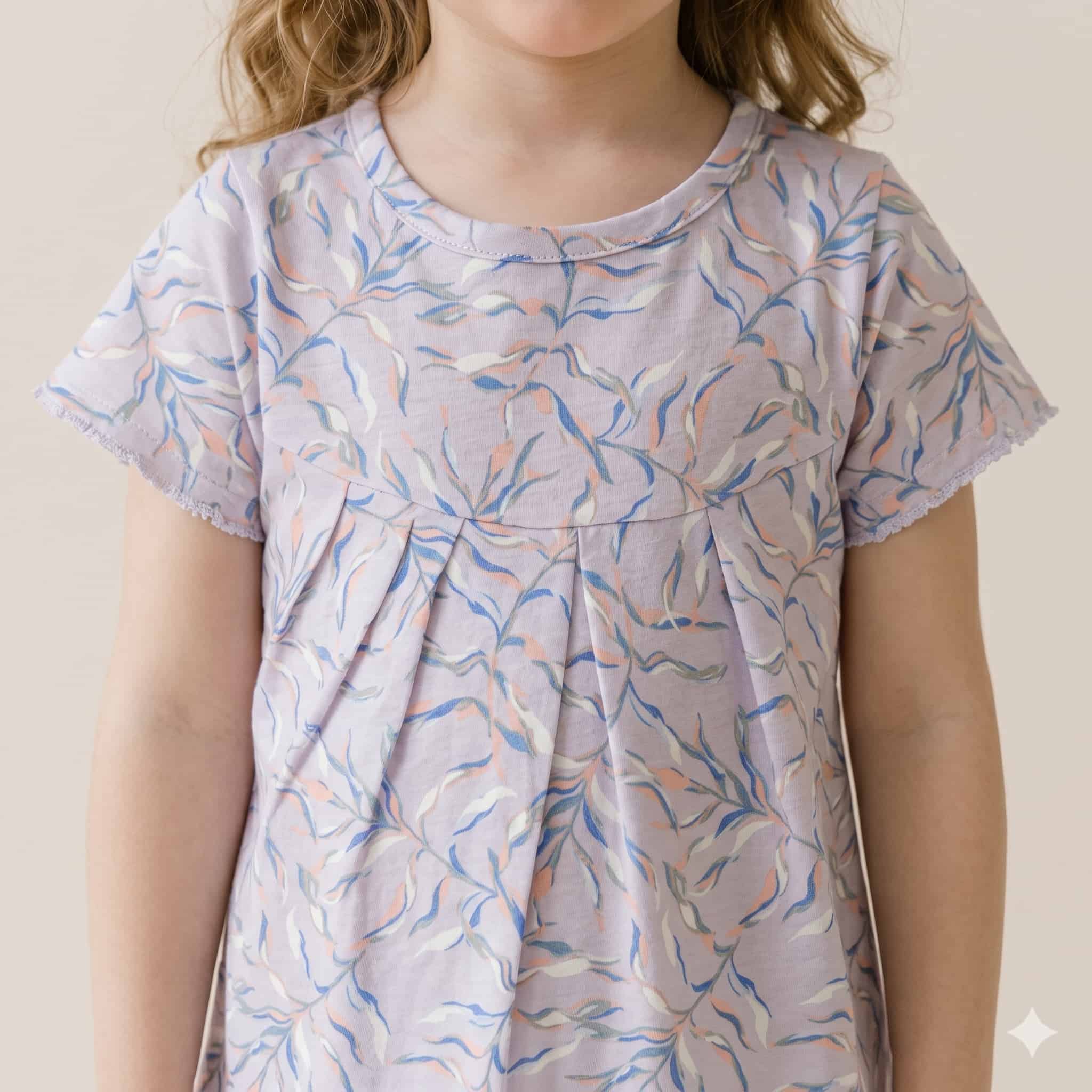 Lavender Breeze Girls Half Sleeves Pajama Set - Lavender