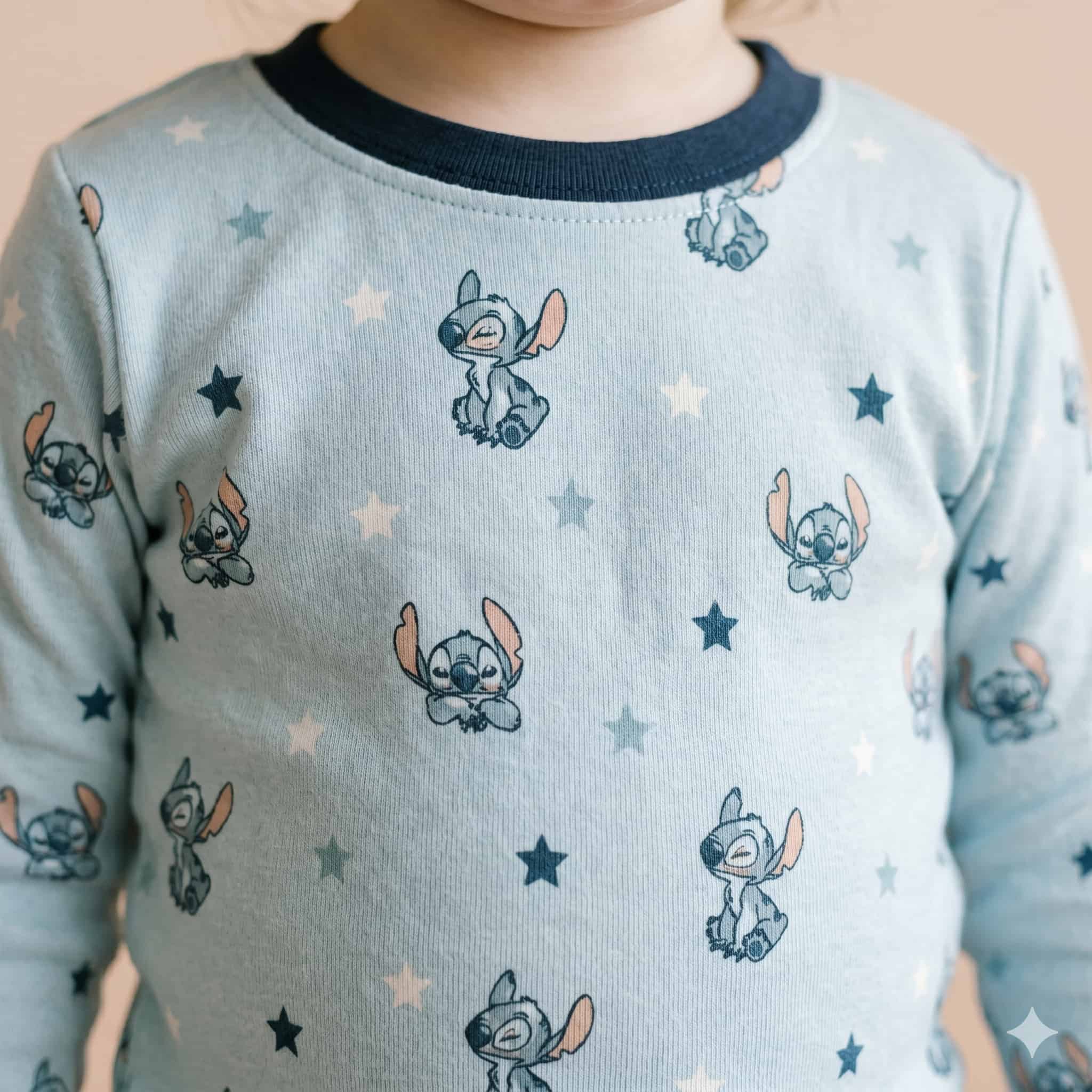 Starry Stitch Baby Girls Full Sleeves Pajama Set - Light Blue