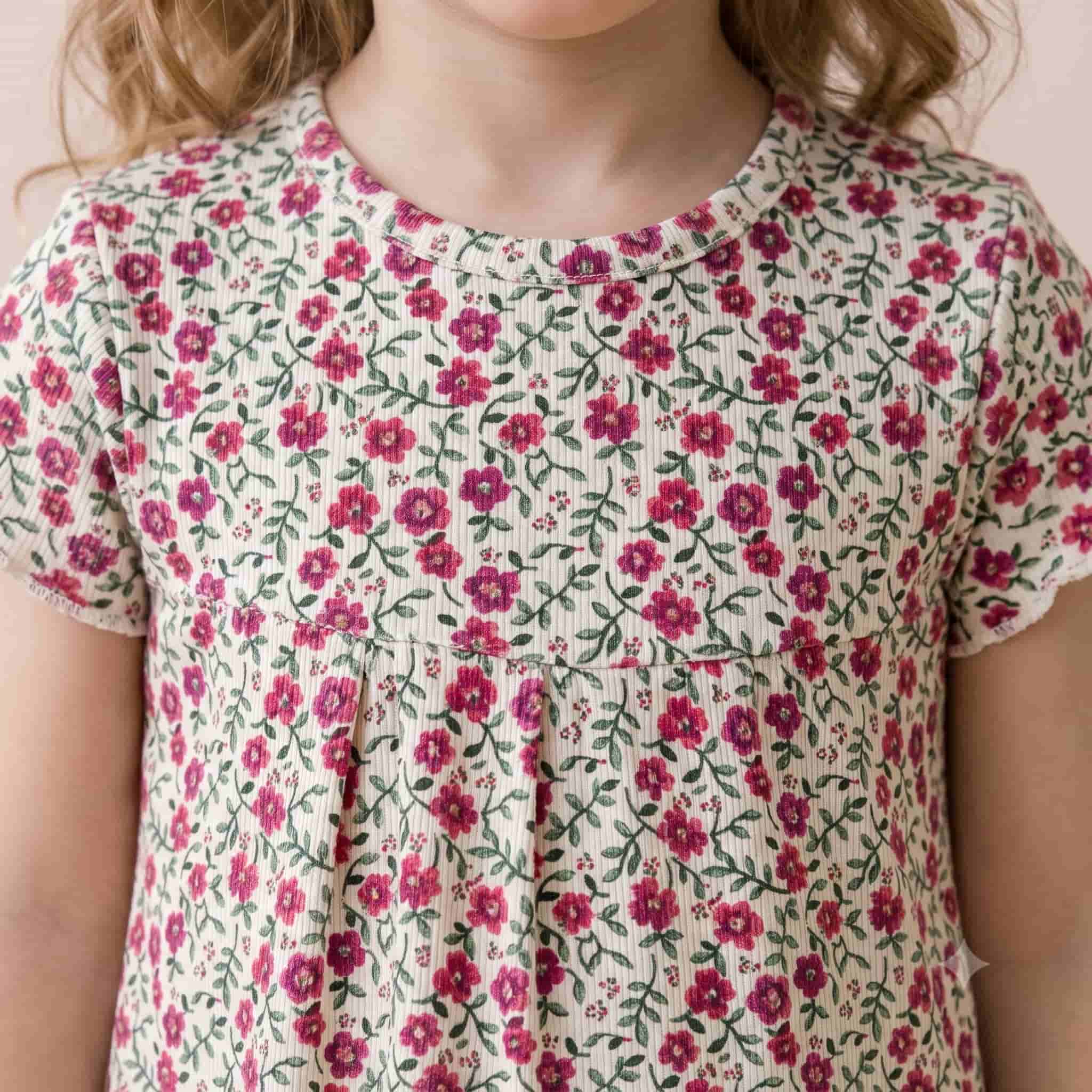 Berry Blossom Girls Short Set - Cream