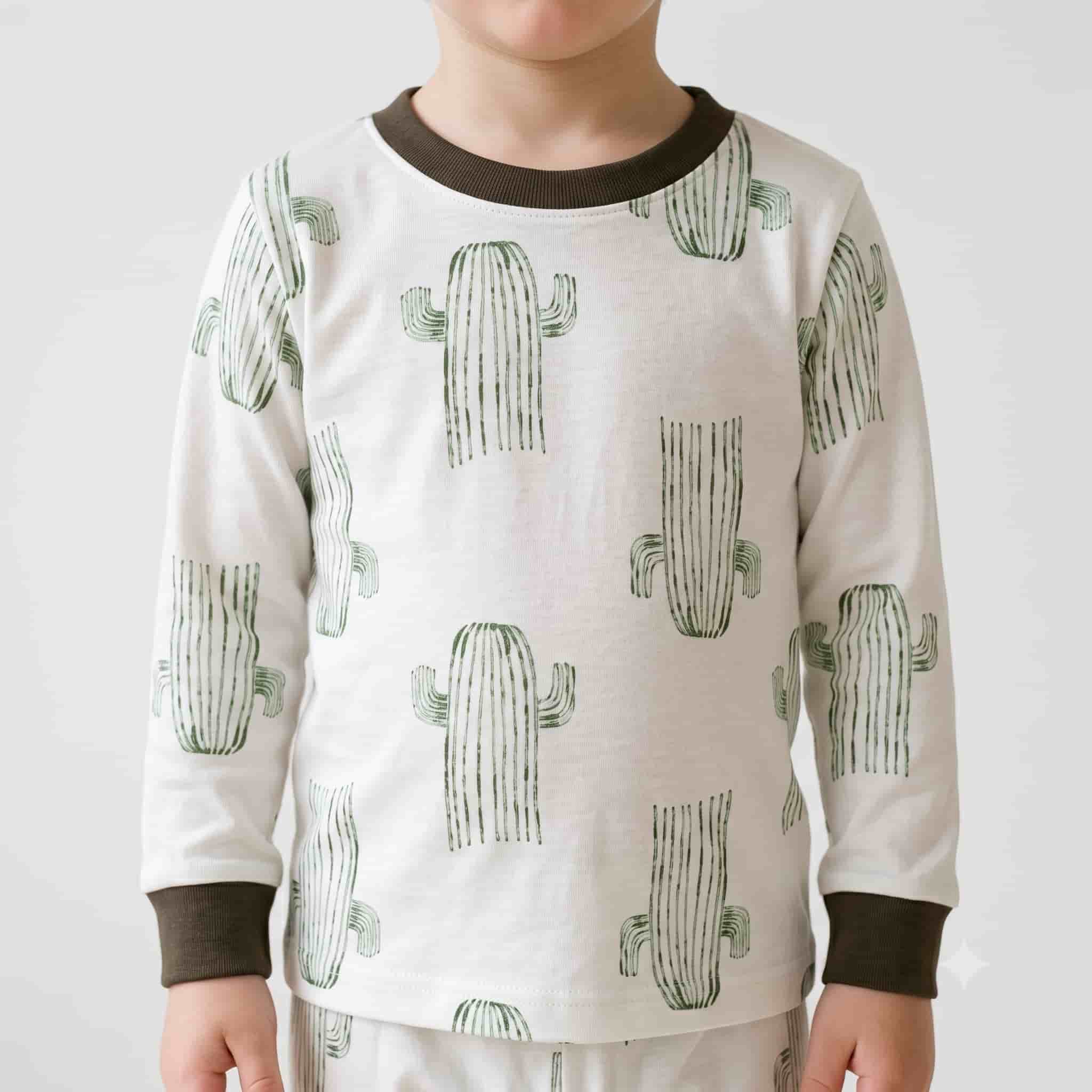 Desert Vibes Boys Full Sleeves Pajama Set - Olive Green