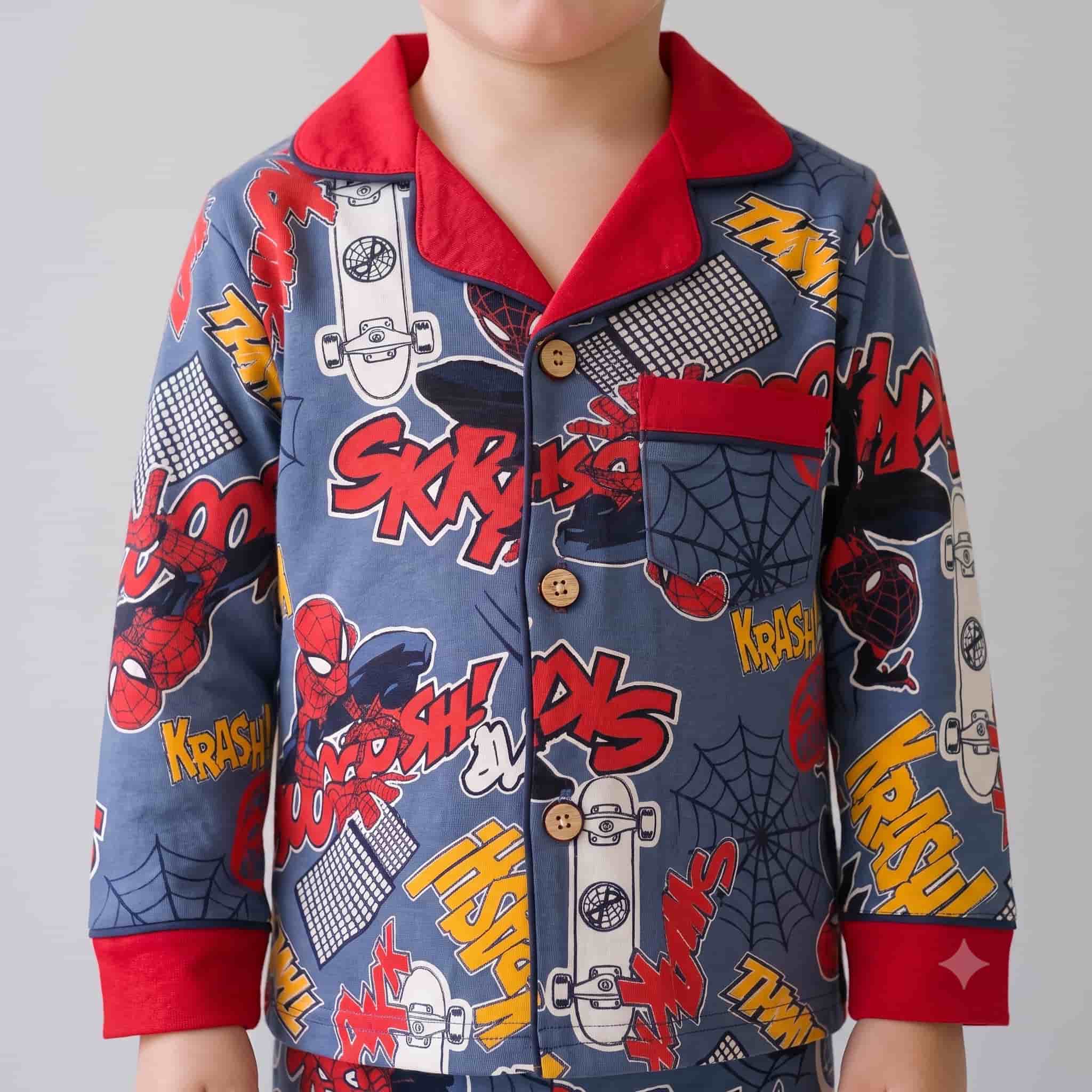 Spider Man Boys Full Sleeves Pajama Set - Blue