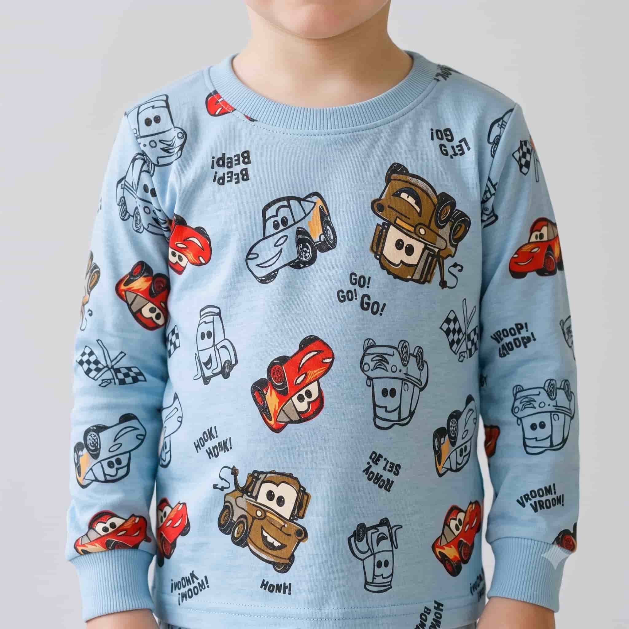 Hot Wheels Boys Full Sleeves Pajama Set – Sky Blue