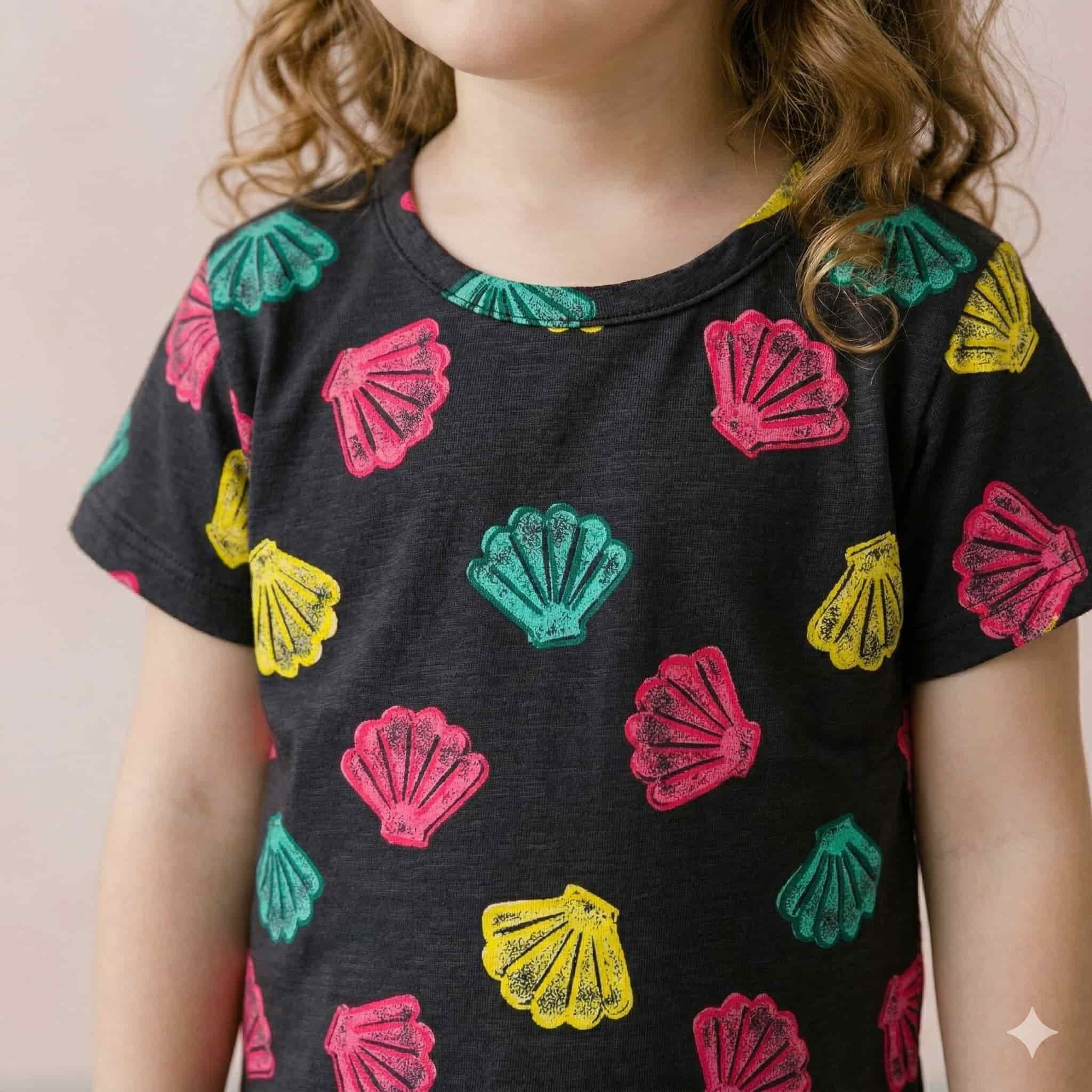 Sea Shells Girls Short Set - Black