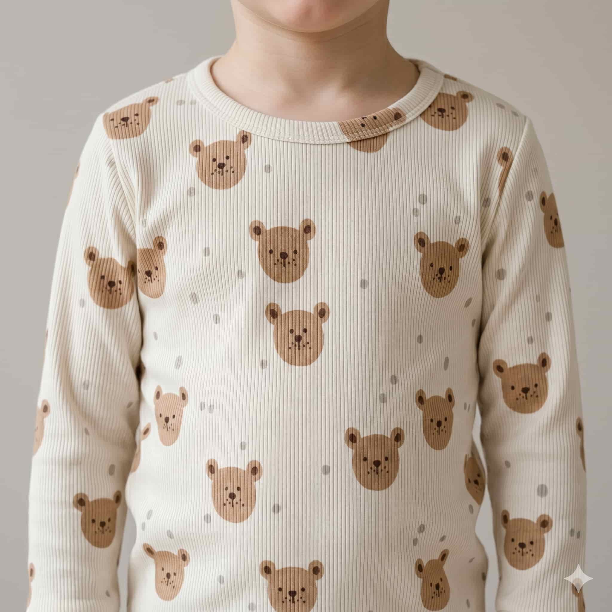 Bear Bliss Boys Full Sleeves Pajama Set – Cream