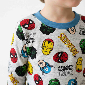 Avengers Boys Full Sleeves Pajama Set - Grey