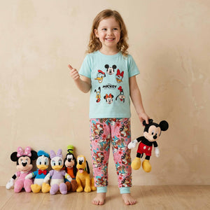 Mickey & Friends Girls Half Sleeves Pajama Set - Blue & Pink